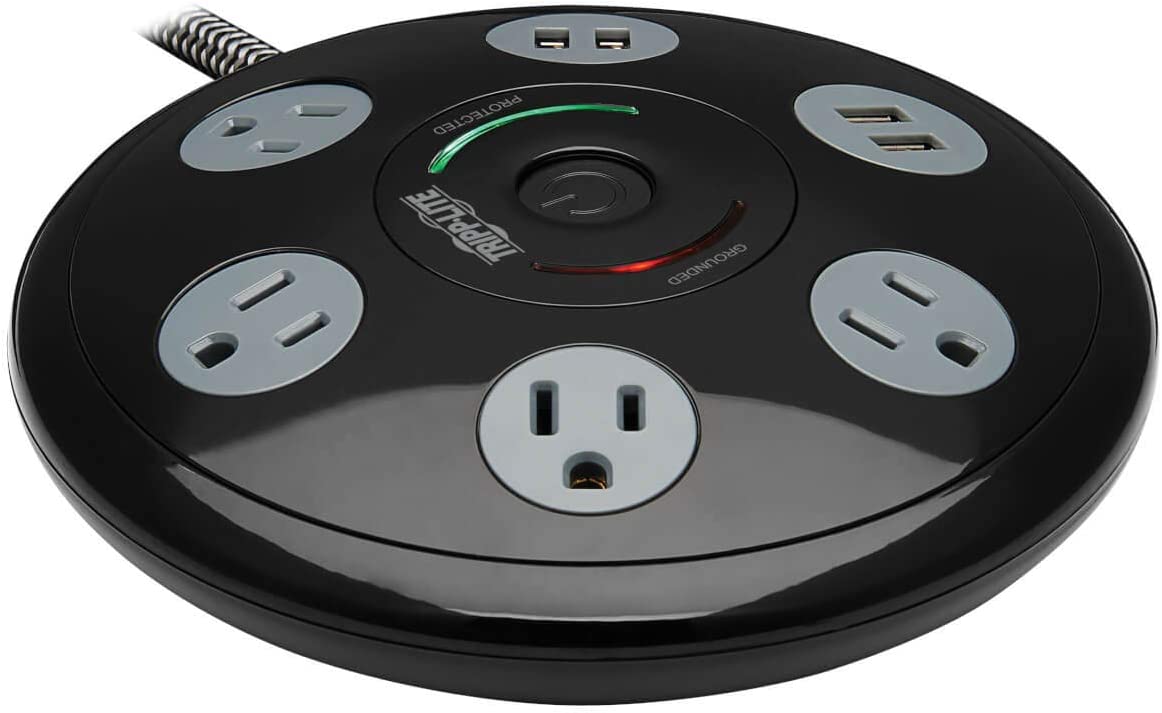 Tripp Lite Conference Surge Protector 4 5-15R 4 USB-A Ports 6ft Cord Black (TLP406USBUFO)