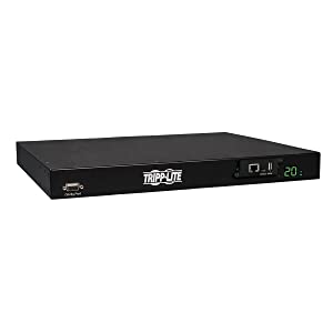 Tripp Lite 3.2-3.8kW Single-Phase ATS/Switched PDU, LX Platform Interface, 200-240V Outlets (8 C13 & 2 C19), 2 C20, 12ft Cord, 1U Rack-Mount, TAA (PDUMH20HVATNET) Black Switched + ATS PDU