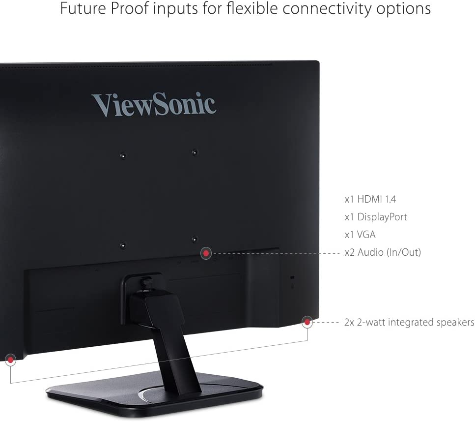 ViewSonic VA2256-MHD 22 Inch IPS 1080p Monitor with Ultra-Thin Bezels, HDMI, DisplayPort and VGA Inputs for Home and Office 22-Inch