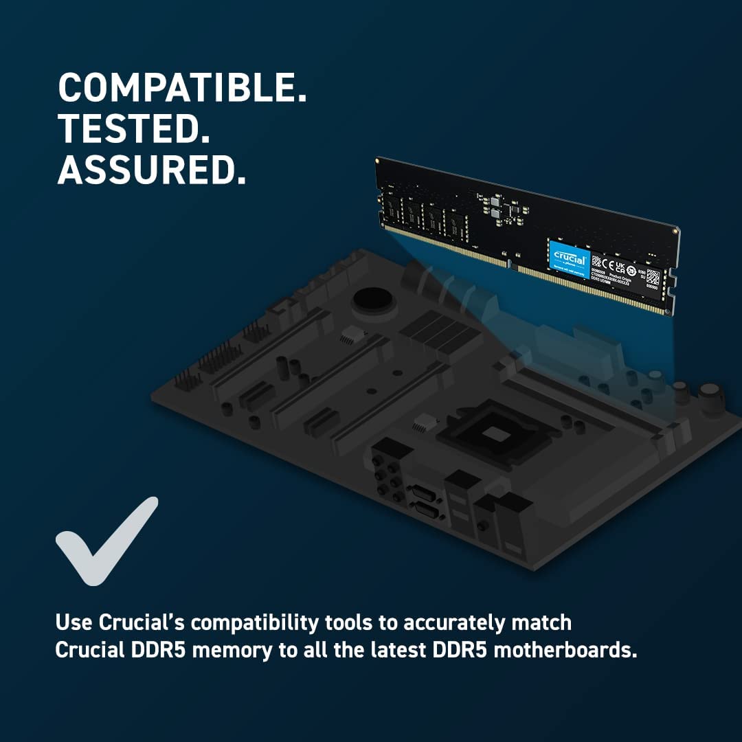 Crucial RAM 8GB DDR5 4800MHz CL40 Desktop Memory CT8G48C40U5 8GB DDR5 UDIMM