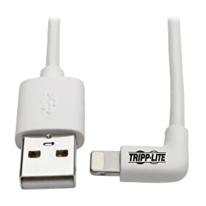 Tripp Lite Right-Angle Lightning to USB Sync Charging Cable for iPhone iPad Apple White MFI Certified 6' (M100-006-LRA-WH) White 6 ft. (Right Angle)
