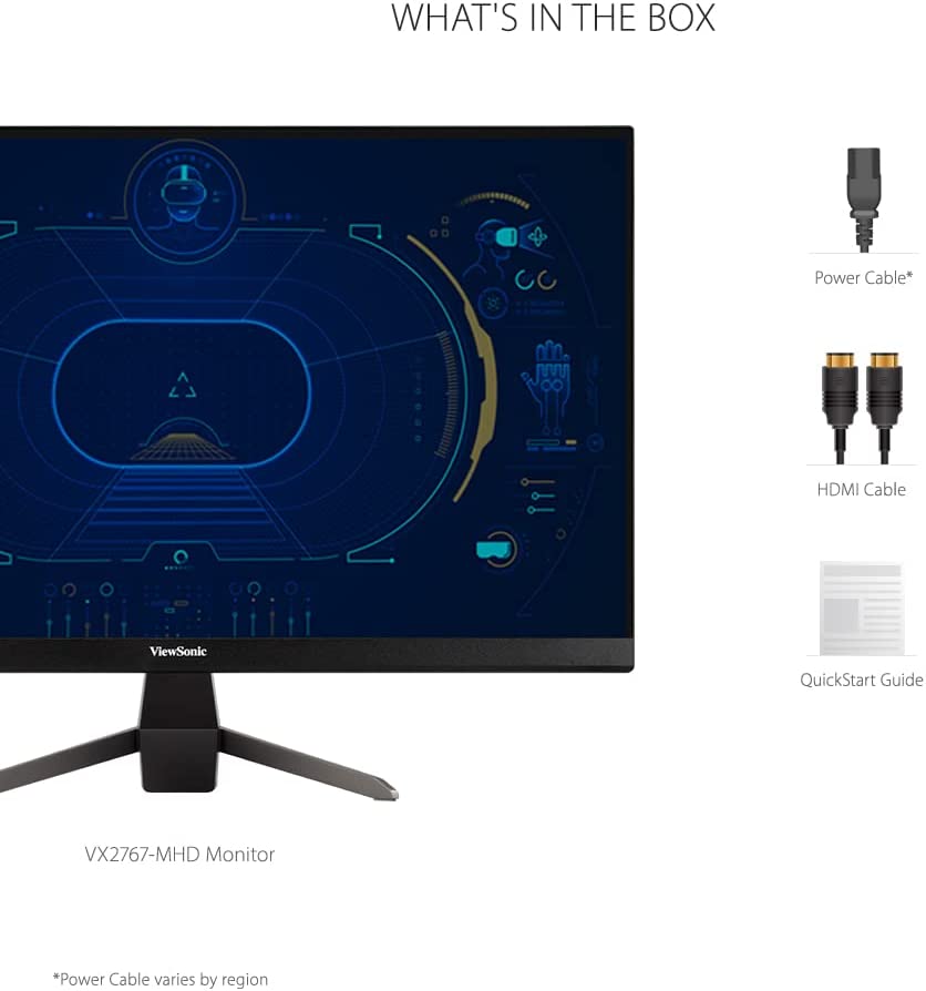 ViewSonic VX2767-MHD 27 Inch 1080p Gaming Monitor with 75Hz, 1ms, Ultra-Thin Bezels, FreeSync, Eye Care, HDMI, VGA, and DP 27-Inch 1ms