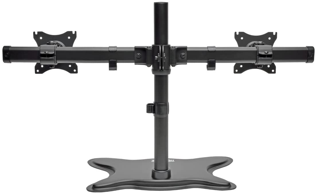 TRIPP LITE DDR1327SDD Dual Monitor Mount Stand, Swivel & Tilt, 13-27 Inch Flat Screen Displays, Desktop Mount, Black