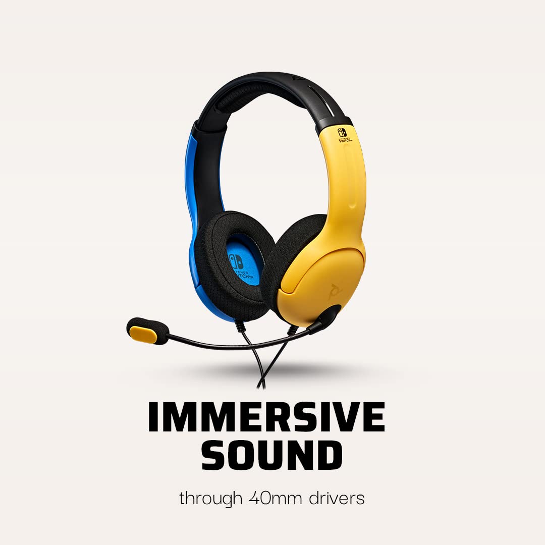 PDP Gaming LVL40 Stereo Headset with Mic for Nintendo Switch - PC, iPad, Mac, Laptop Compatible - Noise Cancelling Microphone, Lightweight, Soft Comfort On Ear Headphones, 3.5mm jack - Yellow & Blue Yellow/Blue Headset