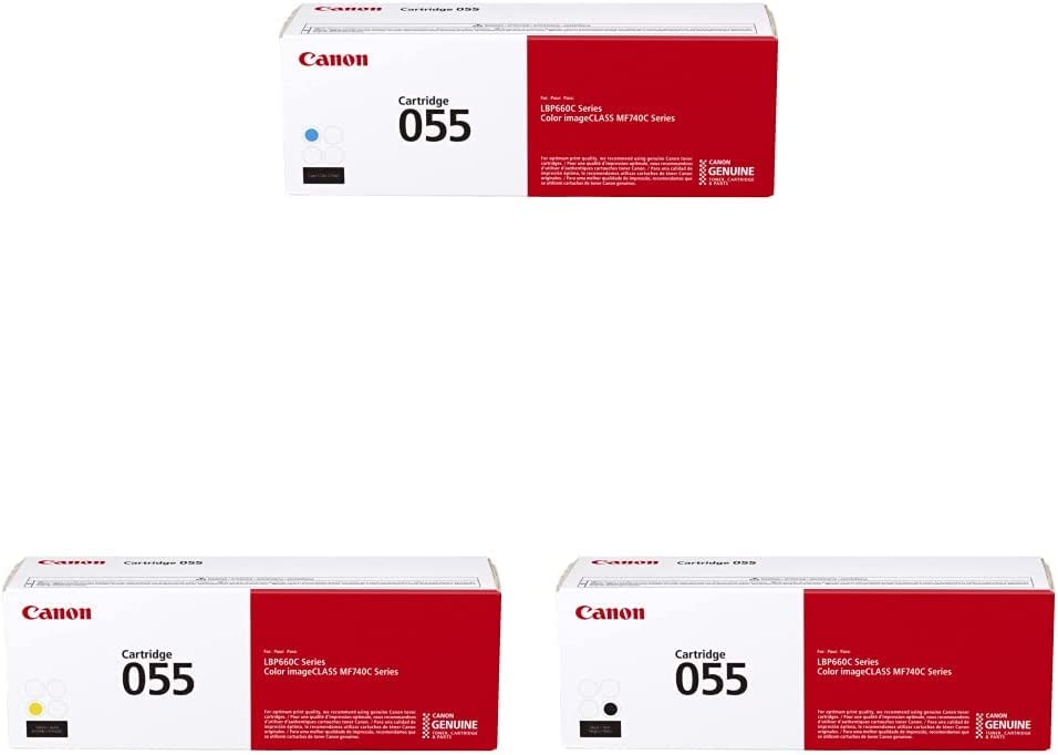 Canon Genuine Toner, Cartridge 055 Cyan (3015C001) 1 Pack Color imageCLASS MF741Cdw, MF743Cdw, MF745Cdw, MF746Cdw,LBP664Cdw Laser Printers & Canon Genuine Toner & Canon Genuine Toner Cyan Standard Toner + Toner Yellow + Toner, Black