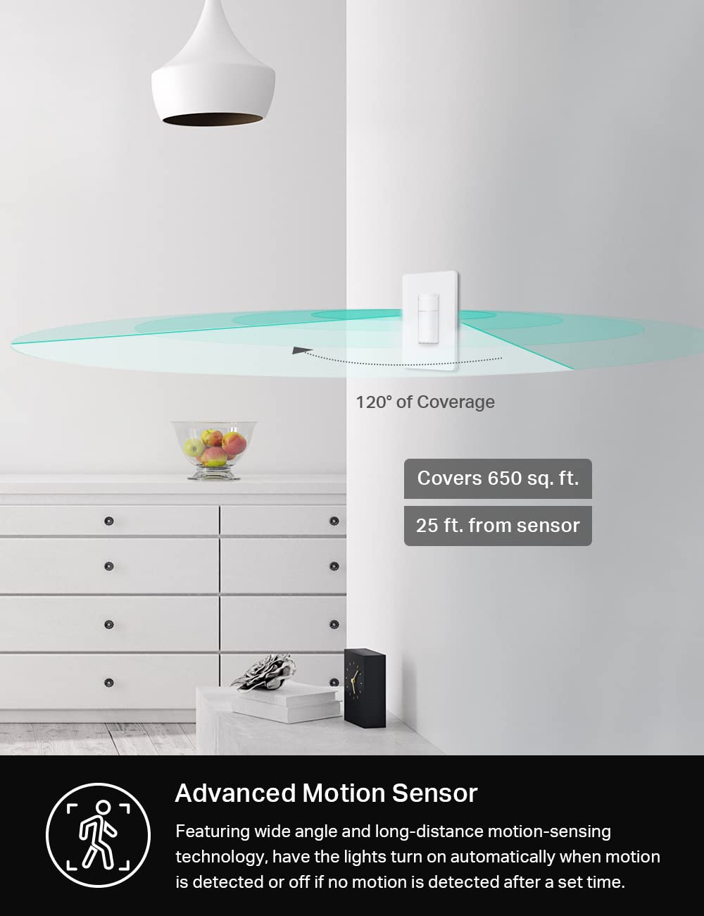 Kasa Smart WiFi Motion Sensor Switch, Single Pole, Needs Neutral Wire, 2.4GHz Wi-Fi Light Switch, Compatible with Alexa & Google Home, UL Certified, No Hub Required(KS200M),White,1-Pack 1-Pack Motion Sensor