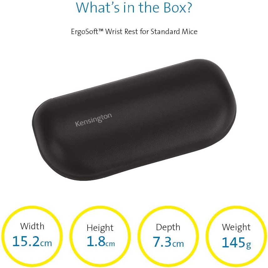 Kensington ErgoSoft Wrist Rest for Standard Mouse, Black (K52802WW) Mouse Wrist Rest for Standard Mouse