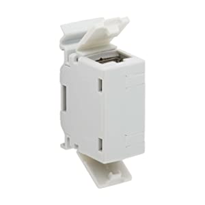 Tripp Lite DIN-Rail Cat6a RJ45 Shielded in-Line Mountable Snap-in Coupler & PoE++, EMI/RFI Shielding, Backwards Compatible, Female-to-Female, TAA Compliant, Manufacturer's Warranty (N235-D01-SH-6A) Shielded PoE+ Cat6a Coupler