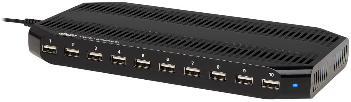 TRIPP LITE 10-Port USB Charging Station Dock with Storage Slots for Tablet iPhone iPad & Laptops (U280-010-ST),Black
