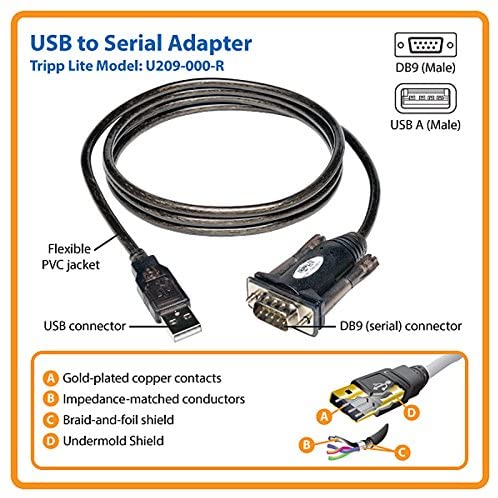 Tripp Lite 5ft USB to Serial Adapter Cable (USB-A to DB9 M/M)(U209-000-R)