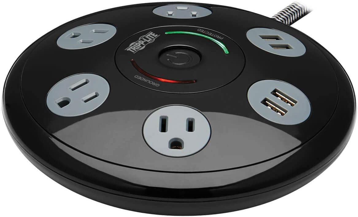 Tripp Lite Conference Surge Protector 4 5-15R 4 USB-A Ports 6ft Cord Black (TLP406USBUFO)