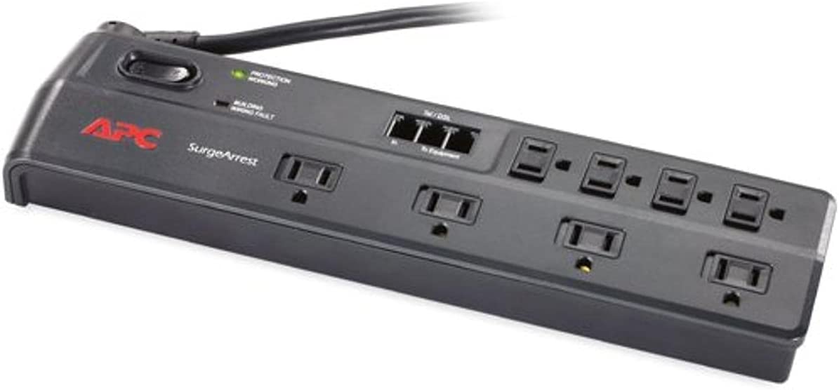APC P8T3 8-Outlet Essential SurgeArrest Surge Protector (Telephone Protection)