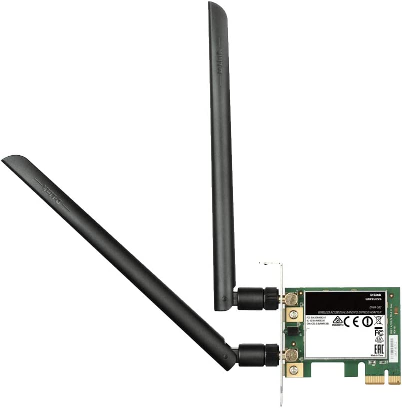 D-Link PCI Express Wireless Adapter Card AC1200 Dual Band Gigabit Ethernet Network Wi-Fi PCIe Desktop (DWA-582)