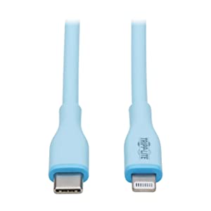 Tripp Lite Safe-IT USB-C to Lightning Charge Cable for iPhone & iPad, Male-to-Male Cable, MFi Certified, Light Blue, 6 Feet / 1.8 Meters, 2-Year Warranty (M102AB-006-S-LB) USB-C to Lightning 6 Feet / 1.8 Meters