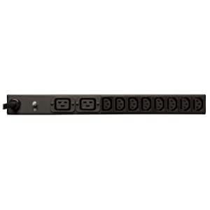 Tripp Lite Basic PDU, 14 Outlets (12 C13, 2 C19), 208/240V, NEMA L6-20P Input, 3.3/3.8kW, 15 ft. Cord, 1U Rack-Mount Single-Phase PDU (PDUH20HVL6), Black Basic (L6-20P Only) PDU