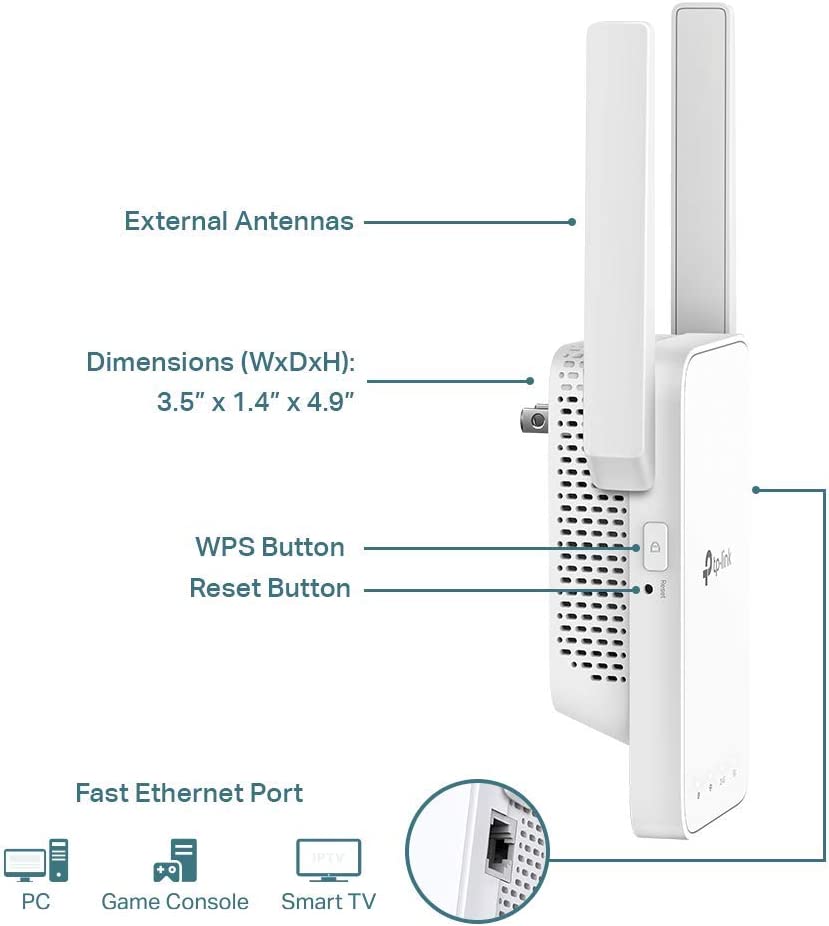 TP-Link AC1200 WiFi Extender(RE315), Covers Up to 1500 Sq.ft and 25 Devices, Up to 1200Mbps Dual Band WiFi Booster Repeater,Access Point, Supports OneMesh