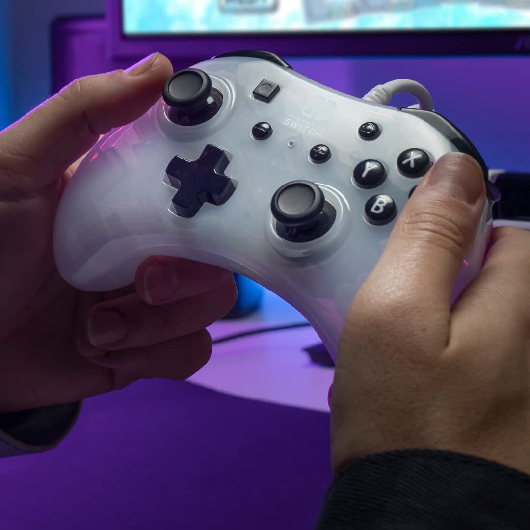 PDP Rock Candy Wired Gaming Switch Pro Controller - Frost White / Clear - Licensed for Switch and OLED - Compact, Durable Travel Controller - Nintendo Switch Frost White OLED Edition