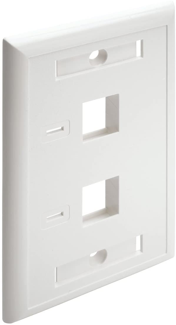 Tripp Lite Dual Outlet RJ45 Universal Keystone Face Plate / Wall Plate White, 2-Port(N042-001-WH)