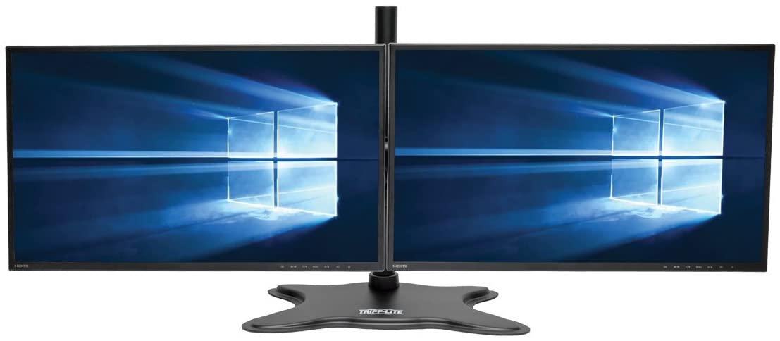 TRIPP LITE DDR1327SDD Dual Monitor Mount Stand, Swivel & Tilt, 13-27 Inch Flat Screen Displays, Desktop Mount, Black