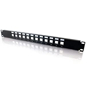 C2g/ cables to go C2G 12-Port Patch Panel - Blank 1U Keystone Panel For Ethernet Cables - Works With Almost Any Snap-In Jack Including Cat6 - 03857, Black 12 Port