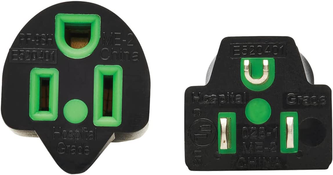 Tripp Lite Safe-IT Medical Hospital-Grade 5-15P-HG to 5-15R-HG Power Cord, Green Dot, 13 Amps 125 Volts, 16 AWG, 15 Feet / 4.6 Meters, Lifetime Limited Manufacturer's Warranty (P022AB-015-HG) 15 ft / 4.6M