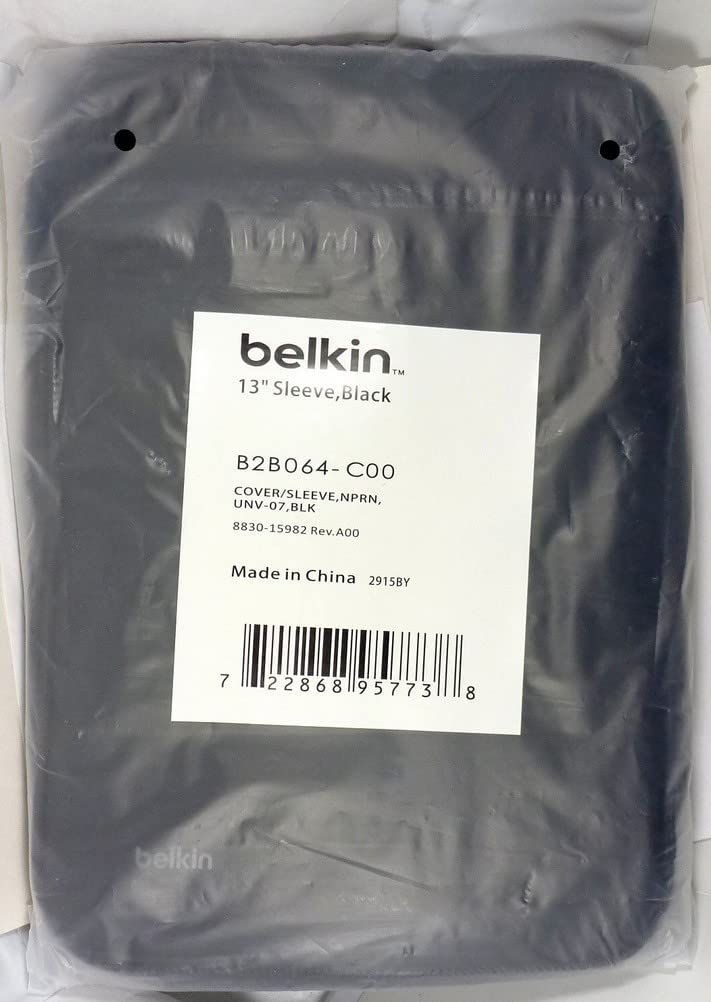 Belkin B2B064-C00 Sleeve(13 inch sleeve) for 12-Inch Laptops and Chromebook, Compatible with iPad Pro and Most 12-Inch Laptops / Notebooks (Black) Black 12 in