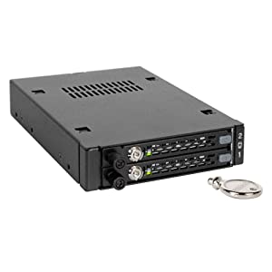 ICY DOCK Rugged Full Metal 2 x 2.5” SATA/SAS HDD & SSD Mobile Rack for External 3.5" Drive Bay with Key Lock & Thumb Screw Design | ToughArmor MB492SKL-B