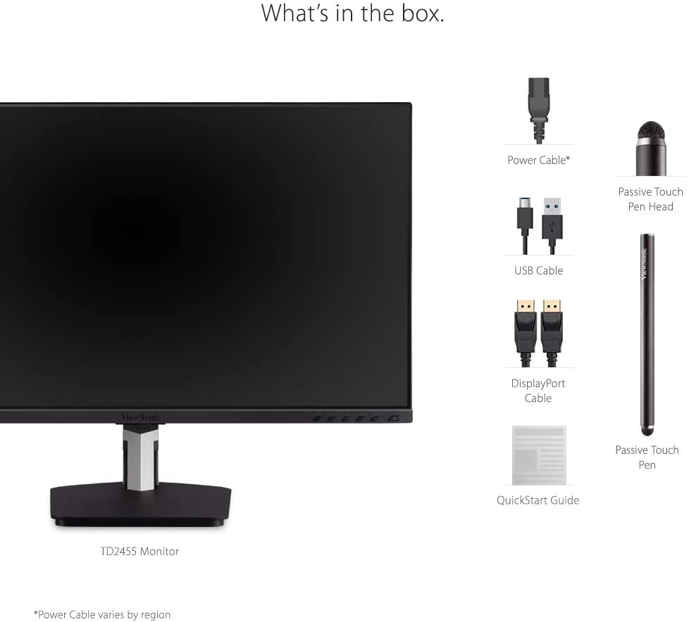 ViewSonic TD2455 24 Inch 1080p IPS 10-Point Multi Touch Screen Monitor with Advanced Dual-Hinge Ergonomics USB C HDMI and DisplayPort Out, Black 24-Inch