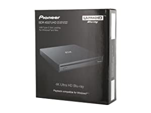 Pioneer Electronics BDR-XS07UHD 6x Slot Loading Portable USB 3.1 Gen1 BD/DVD/CD Burner Supports Blu-Ray, BDXL & M-Disc Format, Black