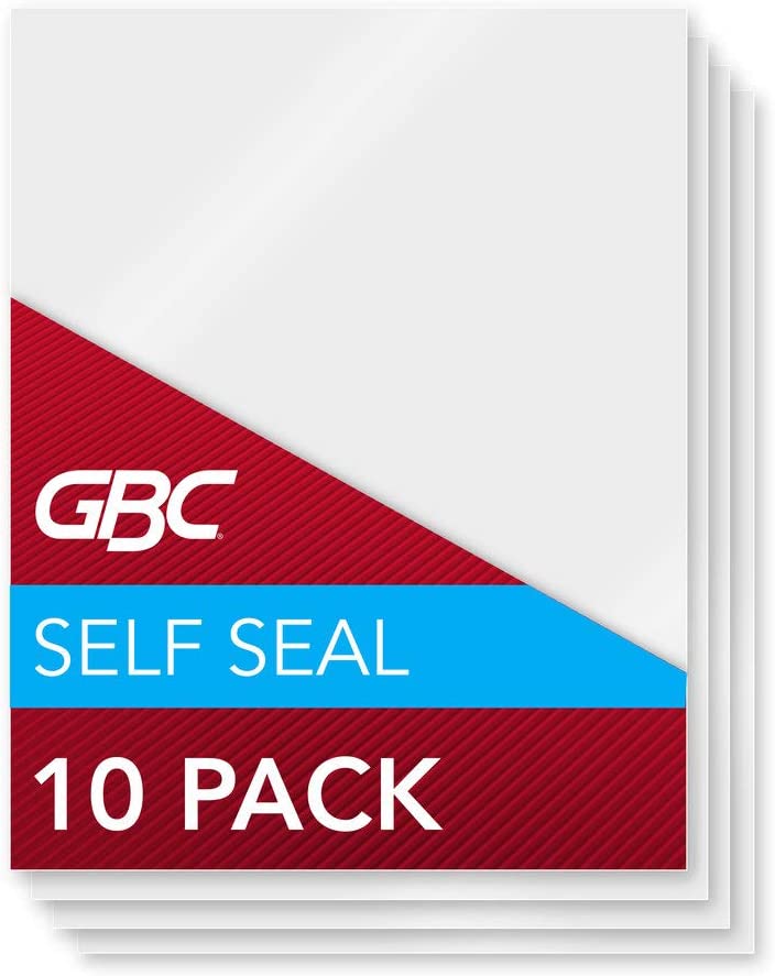 GBC Laminating Sheets, Self Adhesive Pouches, Letter Size, Glossy, 3 Mil, SelfSeal, 10 Pack (3747308) (02) Letter-Pack of 10