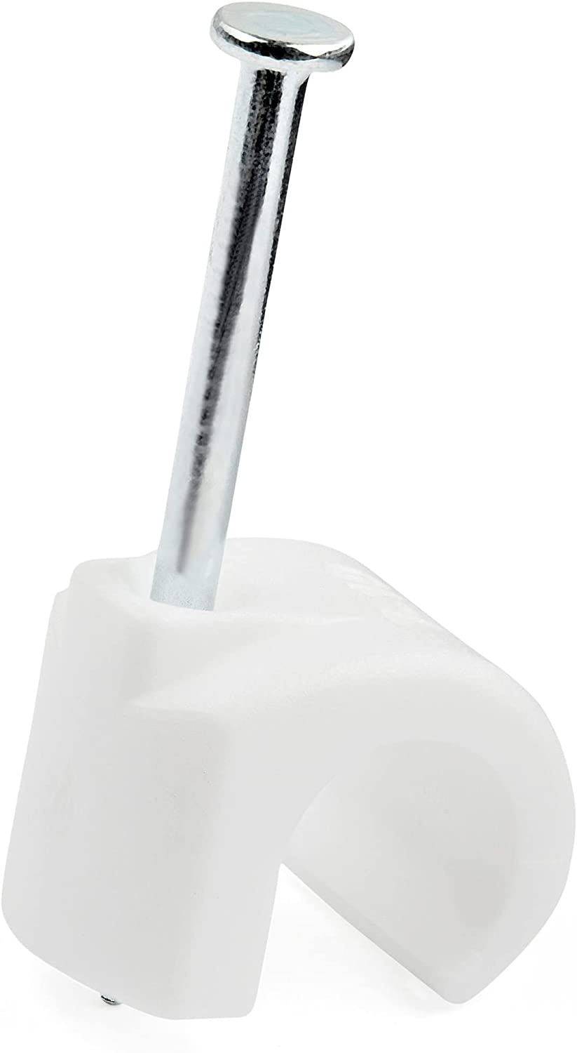 StarTech.com 100 Pack Large Cable Clips with Nail - Reusable - Nail-in Clamps - Wire Holding Clips - Ethernet Cord/AV/Coax Cable Fasteners - Brick/Drywall Mounting Cable Tacks - White - TAA (CBMNMCC3) Large | 1 Steel Nail