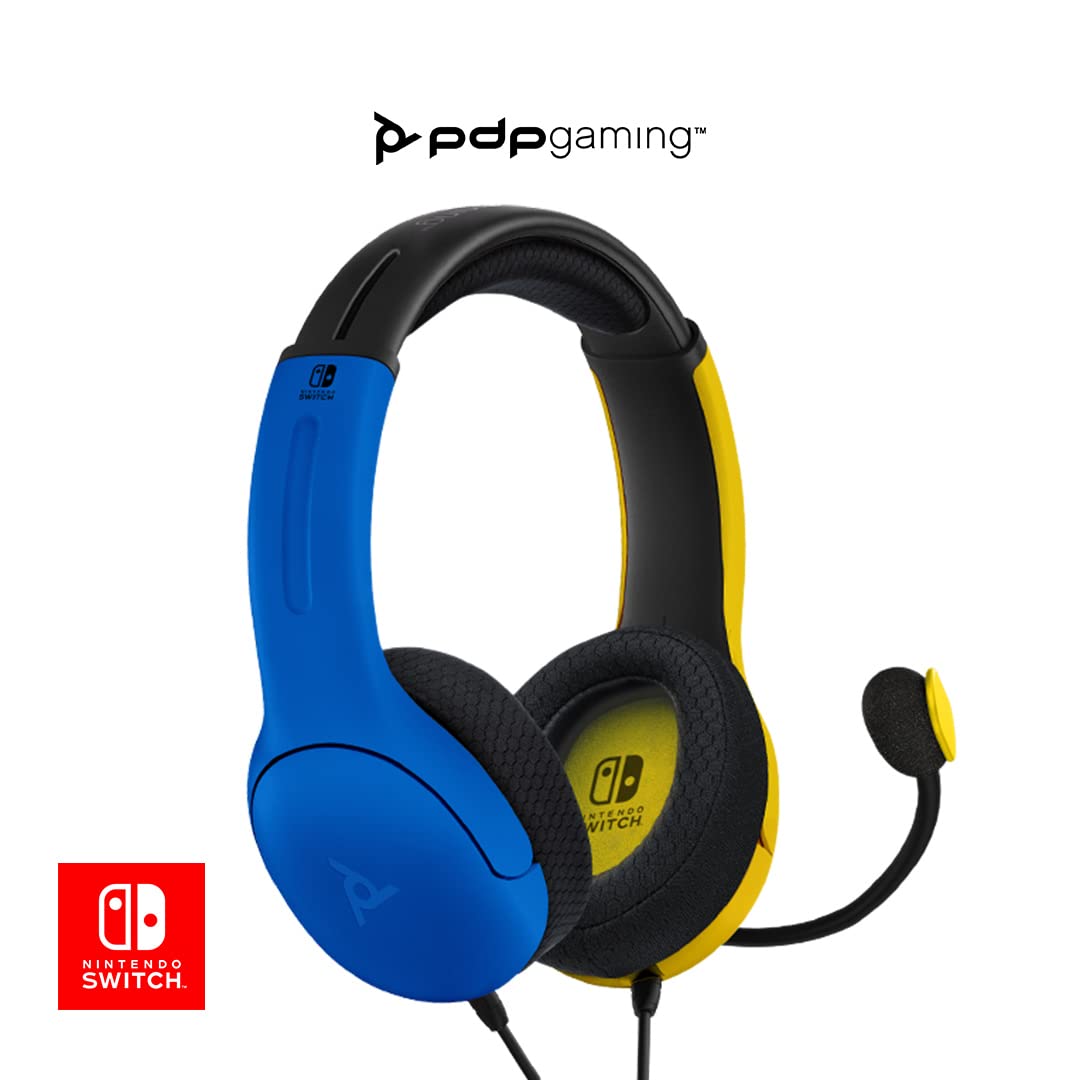 PDP Gaming LVL40 Stereo Headset with Mic for Nintendo Switch - PC, iPad, Mac, Laptop Compatible - Noise Cancelling Microphone, Lightweight, Soft Comfort On Ear Headphones, 3.5mm jack - Yellow & Blue Yellow/Blue Headset