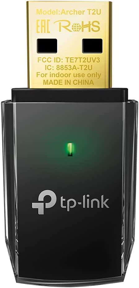 TP-Link Archer T2U V1 AC600 Wireless Dual Band USB Adapter, 2.4GHz 150Mbps/5Ghz 433Mbps, WiFi Dongle, Mini size, Supports Windows (XP/7/8/8.1/10), Mac OS (10.7-10.13)