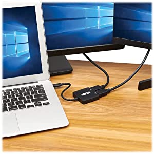 Tripp Lite USB-C Two-Monitor HDMI Adapter, Windows & MacBook Pro, 4K @ 60Hz 4:4:4 Dual Output, 7.1-Channel Surround Sound Audio, HDCP 2.2, HDR, DP 1.4 Alt Mode, 3-Year Warranty (U444-2H-MST4K6)