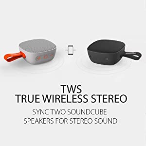 VisionTek SoundCube Wireless Bluetooth Speaker – (Gray) with IPX7 Waterproof Rating, Bluetooth 5.0, 6+ Hour Playtime, Built-in Mic, TWS Support, Compatible with Phone/Tablet/TV/Laptop (901323)