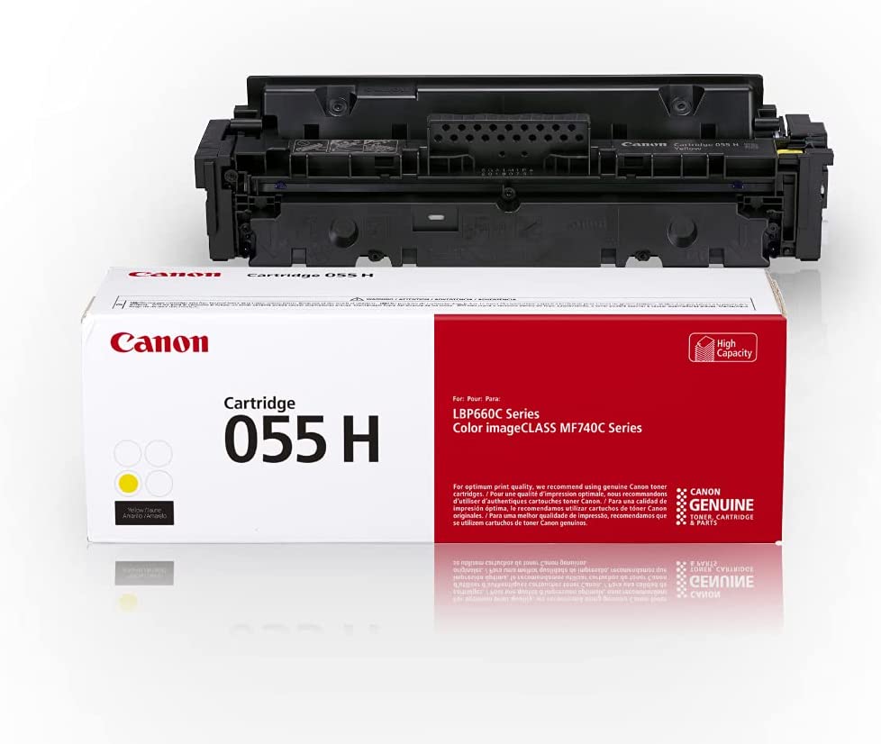 Canon Genuine Toner, Cartridge 055 Yellow, High Capacity (3017C001) 1 Pack, for Canon Color imageCLASS MF741Cdw, MF743Cdw, MF745Cdw, MF746Cdw, LBP664Cdw Laser Printer Yellow Toner