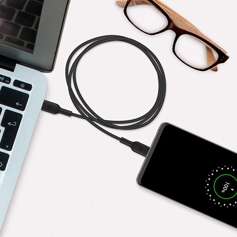 Belkin USB-C to USB-C Cable (USB-C Fast Charge Cable for S20, S10, Note10, Note9, Pixel 4, Pixel 3, iPad Pro, more) USB Type-C Cable (3.3ft/1m, black) Cable 3.3 feet Black