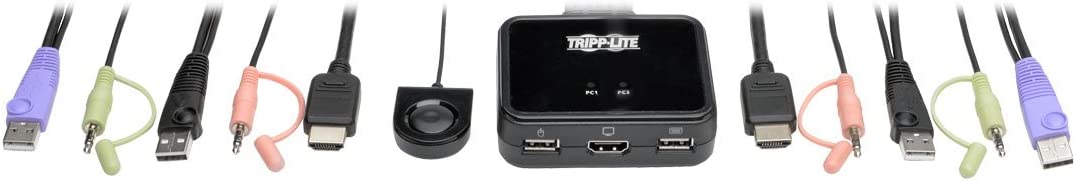 TRIPP LITE 2-Port USB HDMI Cable KVM Switch with Audio/Video, Cables & USB Peripheral Sharing 1920 x 1200, 1080p 2-Port USB/HDMI
