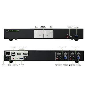 IOGEAR 2-Port Dual View DisplayPort KVMP Switch - 4K 60Hz - 2 DisplayPort In Per Channel - 2-Port USB 3.1 Hub 5Gbps - Keyboard Mouse Input - 7.1 HD Audio - Front Panel Selector - TAA Mac/Win - GCS1942 2-Port 4K Dual View 2-Port 4K Dual View