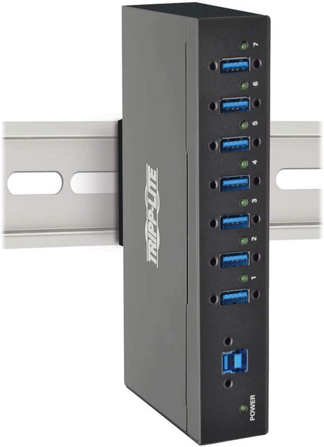 Tripp Lite 7-Port Industrial USB-A 3.0 SuperSpeed Hub with 15KV ESD Immunity, Metal Case, Mountable, USB Type-A (U360-007-IND), Black 7-Port Industrial Hub