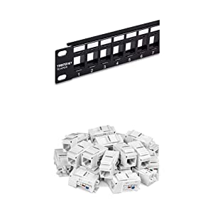 TRENDnet 24-Port Blank Keystone 1U Patch Panel Bundle, Includes (Qty 1) TRENDnet Cat6 Keystone Jack 25-Pack