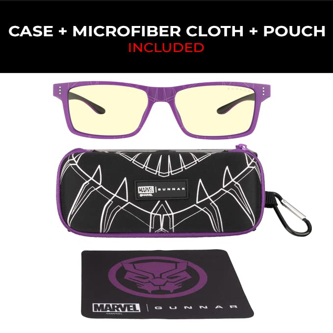 Gunnar optiks GUNNAR - Black Panther Edition Gaming and Computer Glasses for Kids (age 12+) - Blocks 65% Blue Light - Cruz, Amber Tint