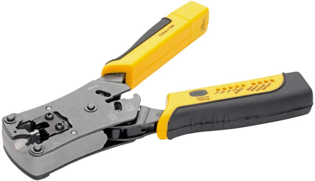 TRIPP LITE RJ11/ RJ12/ RJ45 Wire Crimper with Built in Cable Tester (T100-001-TST)