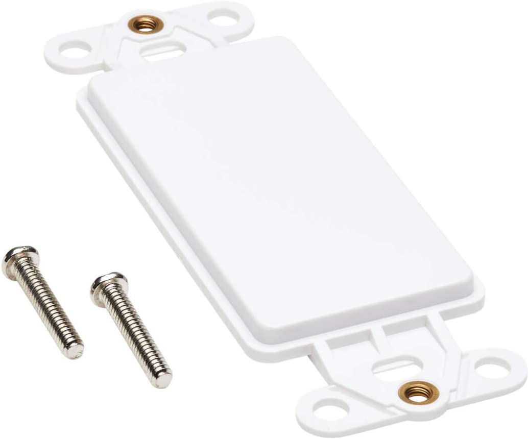 Tripp Lite Decora Wall Plate Insert, Decorative Center Plate, Vertical, Blank, White (N042D-100V-WH) 0 Ports Center Plate