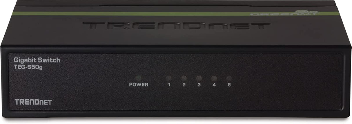 TRENDnet 5-Port Unmanaged Gigabit GREENnet Desktop Metal Switch, Ethernet-Network Switch, 5 x Gigabit Ports, Fanless, 10 Gbps Switching Fabric, Lifetime Protection, Black, TEG-S50g