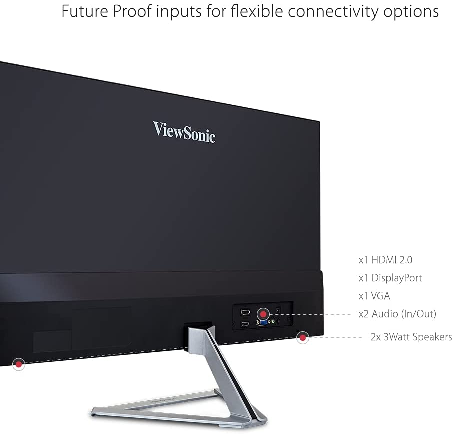 ViewSonic VX2476-SMHD 24 Inch 1080p Widescreen IPS Monitor with Ultra-Thin Bezels, HDMI and DisplayPort 24-Inch