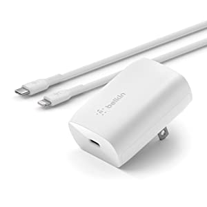 Belkin 20W USB C PD Wall Charger with USB-C to Lightning Cable, Fast Charging w/Certified USB-C PD 3.1 PPS, Travel Compact for iPhone 14, 14 Pro, 14 Pro Max, 14 Plus, iPad, Galaxy, Pixel and More