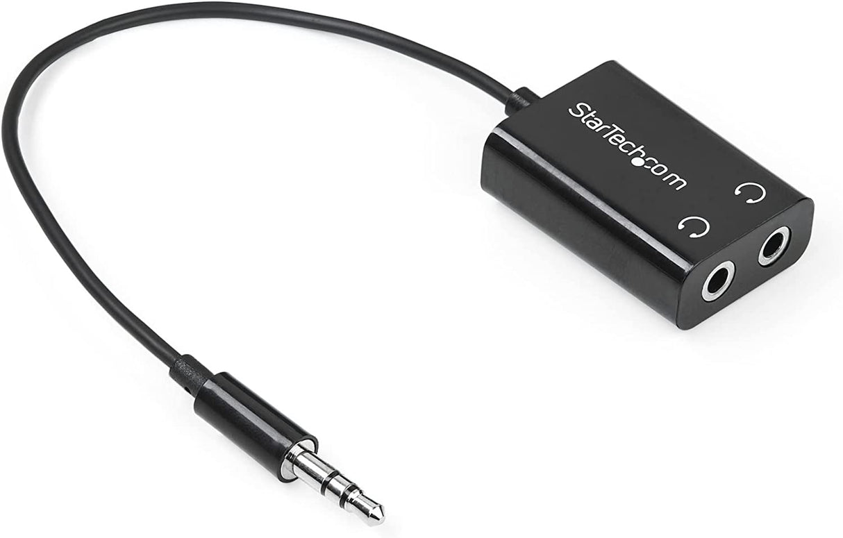 StarTech.com Black Slim Mini Jack Headphone Splitter Cable Adapter - 3.5mm Audio Mini Stereo Y Splitter - 3.5mm Male to 2x 3.5mm Female (MUY1MFFADP) Adapter Black