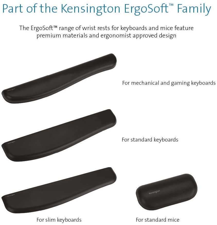 Kensington ErgoSoft Wrist Rest for Standard Keyboards, Black (K52799WW) Keyboard Wrist Rest Standard