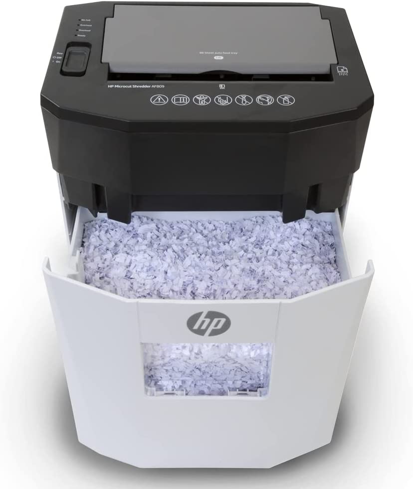 Royal HP AF809 Microcut Shredder. Small Size Perfect for Home Office use. Autofeed 80 Pages & 9 Manual, Paper, Staples, and Credit Cards, Professional Grade, Maximum Security Shredding.